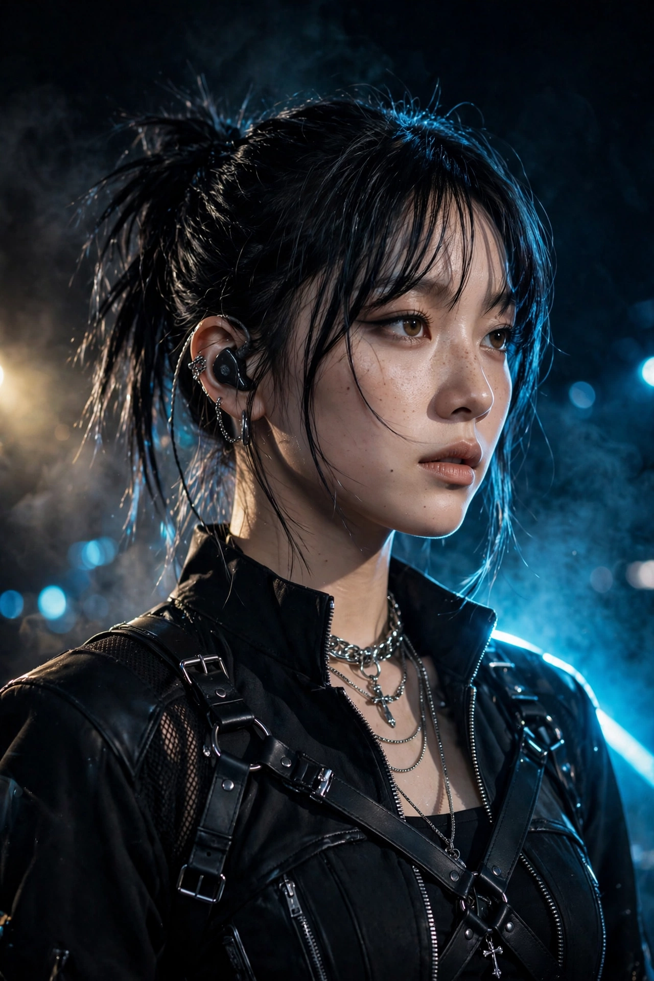 East Asian female K-pop performer on stage